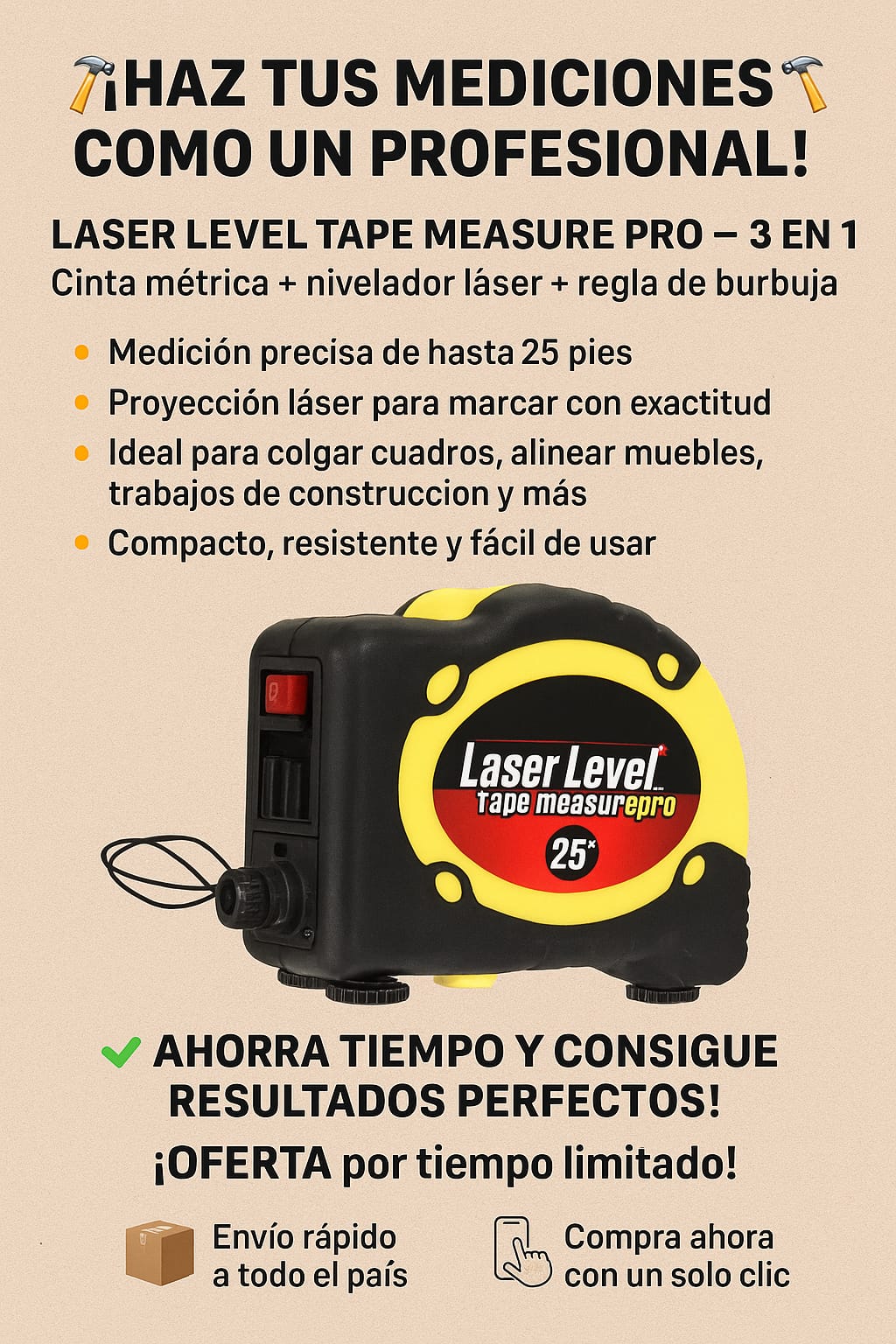 Huincha De Medir Nivel Laser